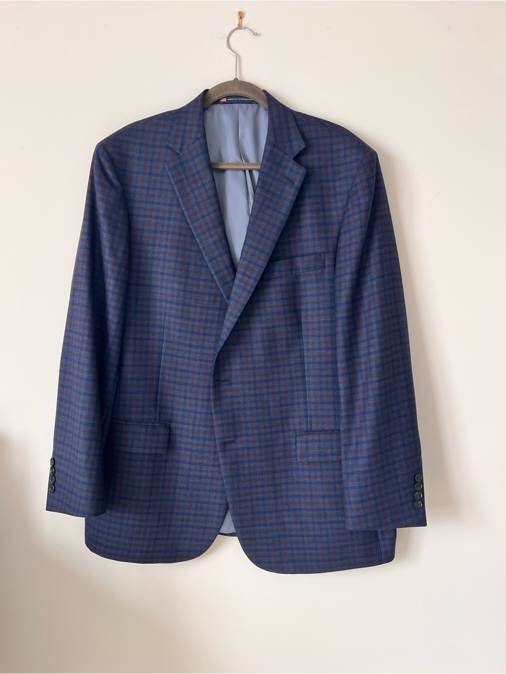 Hart Schaffner Marx Blue Plaid Sport Coat Size 46R EUC
